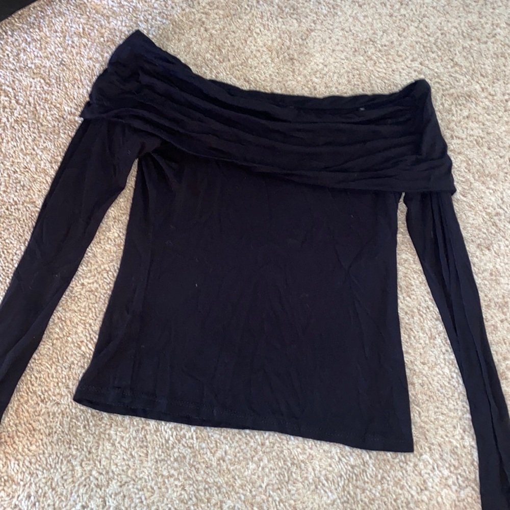 Black off the shoulder long sleeve top